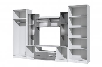 Стенка Николь-2 белый/бетонный камень(Зарон) в Камышлове - kamyshlov.mebel-e96.ru