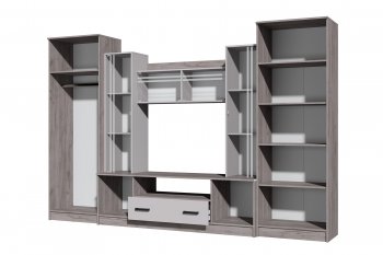 Стенка Николь-2 крафт серый/кашемир (Зарон) в Камышлове - kamyshlov.mebel-e96.ru