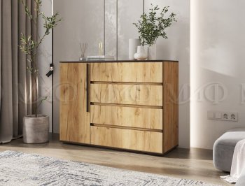 Комод 1 дверь 4 ящика (1200) Норд, дуб крафт (Миф) в Камышлове - kamyshlov.mebel-e96.ru