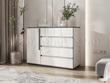 Комод 1 дверь 4 ящика (1200) Норд, крафт белый (Миф) в Камышлове - kamyshlov.mebel-e96.ru
