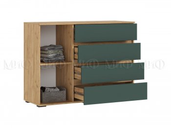 Комод 1 дверь 4 ящика (1200) Норд, крафт/изумруд (Миф) в Камышлове - kamyshlov.mebel-e96.ru