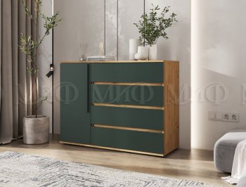 Комод 1 дверь 4 ящика (1200) Норд, крафт/изумруд (Миф) в Камышлове - kamyshlov.mebel-e96.ru