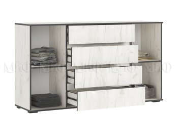 Комод 2 двери 4 ящика (1600) Норд, крафт белый (Миф) в Камышлове - kamyshlov.mebel-e96.ru