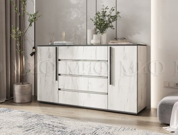 Комод 2 двери 4 ящика (1600) Норд, крафт белый (Миф) в Камышлове - kamyshlov.mebel-e96.ru