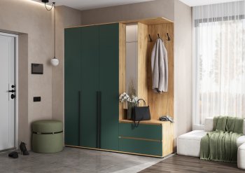 Прихожая Норд+Шкаф 1200, крафт/изумруд (Миф) в Камышлове - kamyshlov.mebel-e96.ru