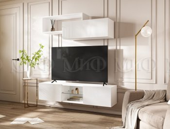 Стенка Норд-1 белый глянец (Миф) в Камышлове - kamyshlov.mebel-e96.ru