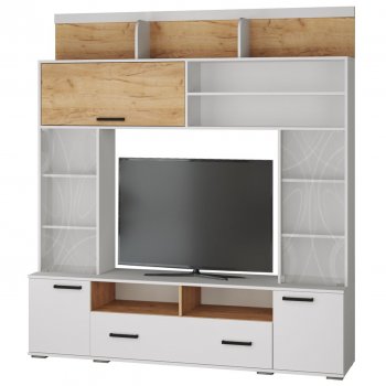 Мини-стенка ОГЦС-2 Оскар-18 белый/крафт (Текс) в Камышлове - kamyshlov.mebel-e96.ru