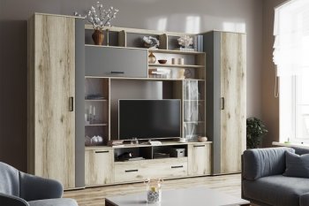 Гостиная Оскар-18-2 дуб делано/графит (Текс) в Камышлове - kamyshlov.mebel-e96.ru