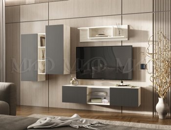 Стенка Оскар крафт белый/графит (Миф) в Камышлове - kamyshlov.mebel-e96.ru