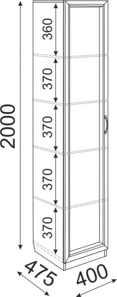 Пенал Остин М03 полки 400 (Риннер) в Камышлове - kamyshlov.mebel-e96.ru