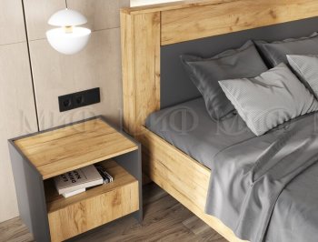 Кровать парящая Остин крафт/графит (Миф) в Камышлове - kamyshlov.mebel-e96.ru