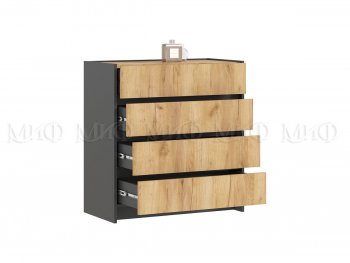 Комод 4ящ. Остин крафт/графит (Миф) в Камышлове - kamyshlov.mebel-e96.ru