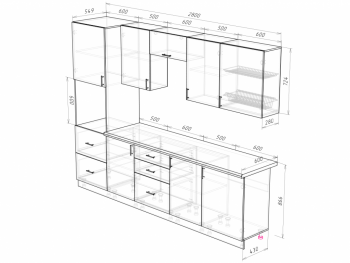 Кухонный гарнитур 2800 мм Прованс с карнизом (Росток) в Камышлове - kamyshlov.mebel-e96.ru