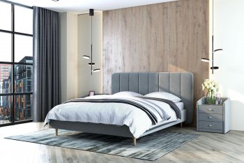 Кровать двуспальная Рино светло-серый (БМ) в Камышлове - kamyshlov.mebel-e96.ru