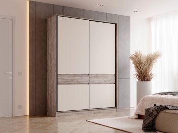 Шкаф-купе 1800 мм Роджина крафт серый/кашемир (Миф) в Камышлове - kamyshlov.mebel-e96.ru