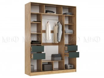 Шкаф-купе 1800 мм Роджина крафт/изумрудный (Миф) в Камышлове - kamyshlov.mebel-e96.ru