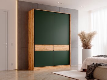 Шкаф-купе 1800 мм Роджина крафт/изумрудный (Миф) в Камышлове - kamyshlov.mebel-e96.ru