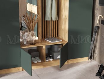 Прихожая Роджина крафт/изумруд, модульная (Миф) в Камышлове - kamyshlov.mebel-e96.ru