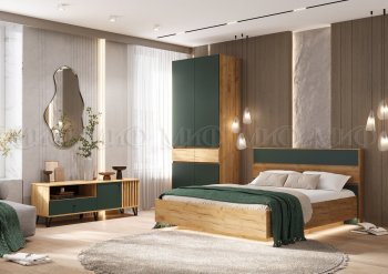 Спальный гарнитур Роджина крафт/изумрудный, модульный (Миф) в Камышлове - kamyshlov.mebel-e96.ru