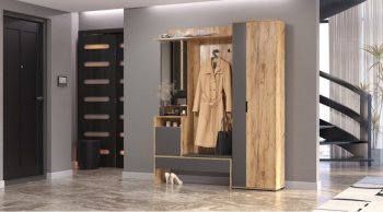 Прихожая Сабрина Дуб вотан/графит (Лин) в Камышлове - kamyshlov.mebel-e96.ru