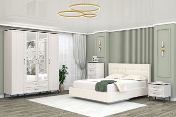 Кровать Шарм (арт.021), настил, экокожа Sontex Milk (Диал) в Камышлове - kamyshlov.mebel-e96.ru