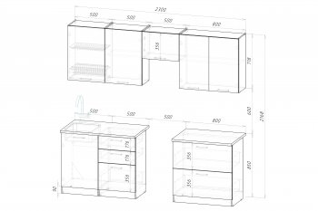 Кухонный гарнитур Фьюджи макси 2300 мм (Герда) в Камышлове - kamyshlov.mebel-e96.ru