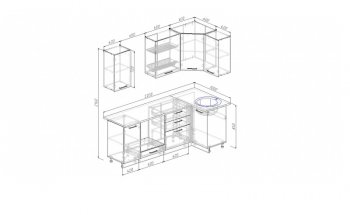 Угловой кухонный гарнитур Жемчуг 2200*1000 мм в Камышлове - kamyshlov.mebel-e96.ru