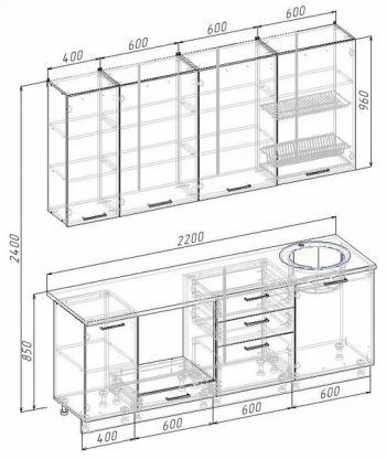 Кухонный гарнитур Каппучино 2200 мм МДФ (Санвут) в Камышлове - kamyshlov.mebel-e96.ru