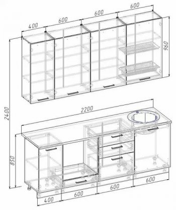 Кухонный гарнитур Муссон 2200 мм в Камышлове - kamyshlov.mebel-e96.ru