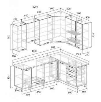 Угловой кухонный гарнитур Роза 2200*1600 мм Sanvut в Камышлове - kamyshlov.mebel-e96.ru