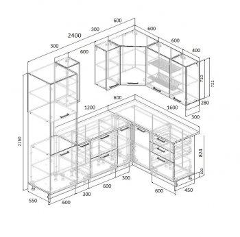 Угловой кухонный гарнитур Роза 2400*1600 мм Sanvut в Камышлове - kamyshlov.mebel-e96.ru