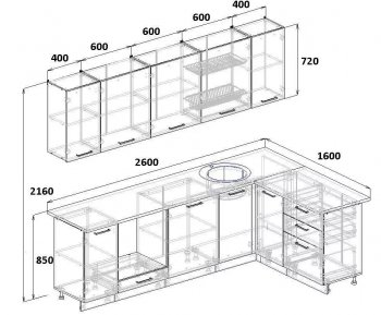 Угловой кухонный гарнитур Роза 2600*1600 мм Sanvut в Камышлове - kamyshlov.mebel-e96.ru