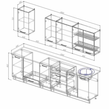 Кухонный гарнитур Латте 2800 мм в Камышлове - kamyshlov.mebel-e96.ru