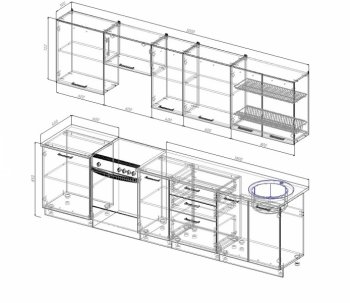 Кухонный гарнитур Руанда 3000 мм в Камышлове - kamyshlov.mebel-e96.ru