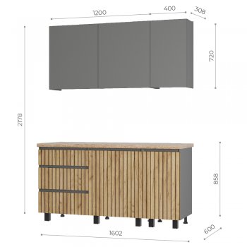 Кухонный гарнитур Шерлок 1600 мм (БТС) в Камышлове - kamyshlov.mebel-e96.ru