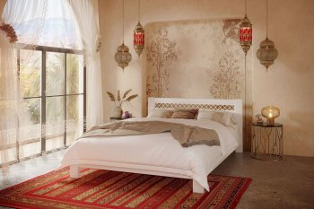Кровать из массива Шейла белый античный (БМ) в Камышлове - kamyshlov.mebel-e96.ru