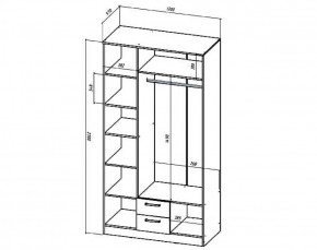 Шкаф 3-х створчатый Коста-Рика 1200 мм (Лин) в Камышлове - kamyshlov.mebel-e96.ru