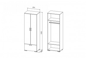 Шкаф Дуся 640 мм, ДШ 67.1, дуб бунратти/цемент в Камышлове - kamyshlov.mebel-e96.ru