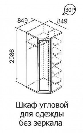 Шкаф угловой для одежды Ника-Люкс 30 без зеркал в Камышлове - kamyshlov.mebel-e96.ru