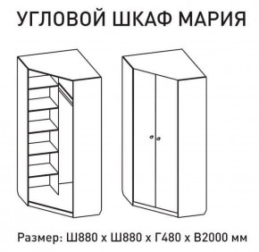 Шкаф угловой Мария 880*880 (М6) в Камышлове - kamyshlov.mebel-e96.ru