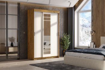 Шкаф-купе ШКП-7 1300 мм золотой/белый (СВ) в Камышлове - kamyshlov.mebel-e96.ru