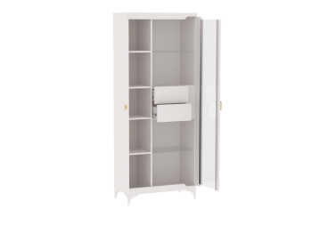 Пенал со стеклом широкий NEW Сиде Белый (СБК) в Камышлове - kamyshlov.mebel-e96.ru