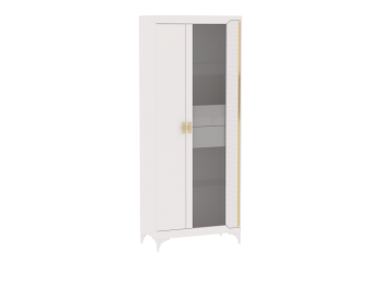 Пенал со стеклом широкий NEW Сиде Белый (СБК) в Камышлове - kamyshlov.mebel-e96.ru | фото