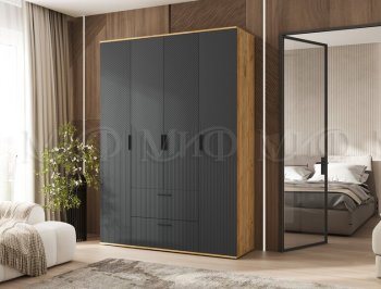 Шкаф 1600 мм Сильвия, крафт/графит (Миф) в Камышлове - kamyshlov.mebel-e96.ru