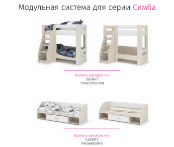 Набор детской мебели Симба дуб-белый глянец (СтендМ) в Камышлове - kamyshlov.mebel-e96.ru