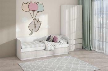 Кровать Соната 900 белый/крафт белый (Зарон) в Камышлове - kamyshlov.mebel-e96.ru
