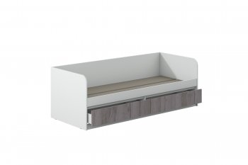 Кровать Соната 900 белый/крафт серый (Зарон) в Камышлове - kamyshlov.mebel-e96.ru
