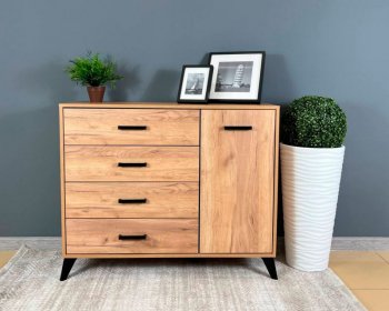 Комод-Тумба (1дв,4ящ) SVETLANA LOFT, дуб золотой (Генезис) в Камышлове - kamyshlov.mebel-e96.ru