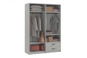 Шкаф 1500 мм  4-х ств. с зеркалом 2 ящ. SVETLANA LOFT, сосна белая (Генезис) в Камышлове - kamyshlov.mebel-e96.ru