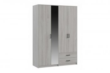 Шкаф 1500 мм  4-х ств. с зеркалом 2 ящ. SVETLANA LOFT, сосна белая (Генезис) в Камышлове - kamyshlov.mebel-e96.ru